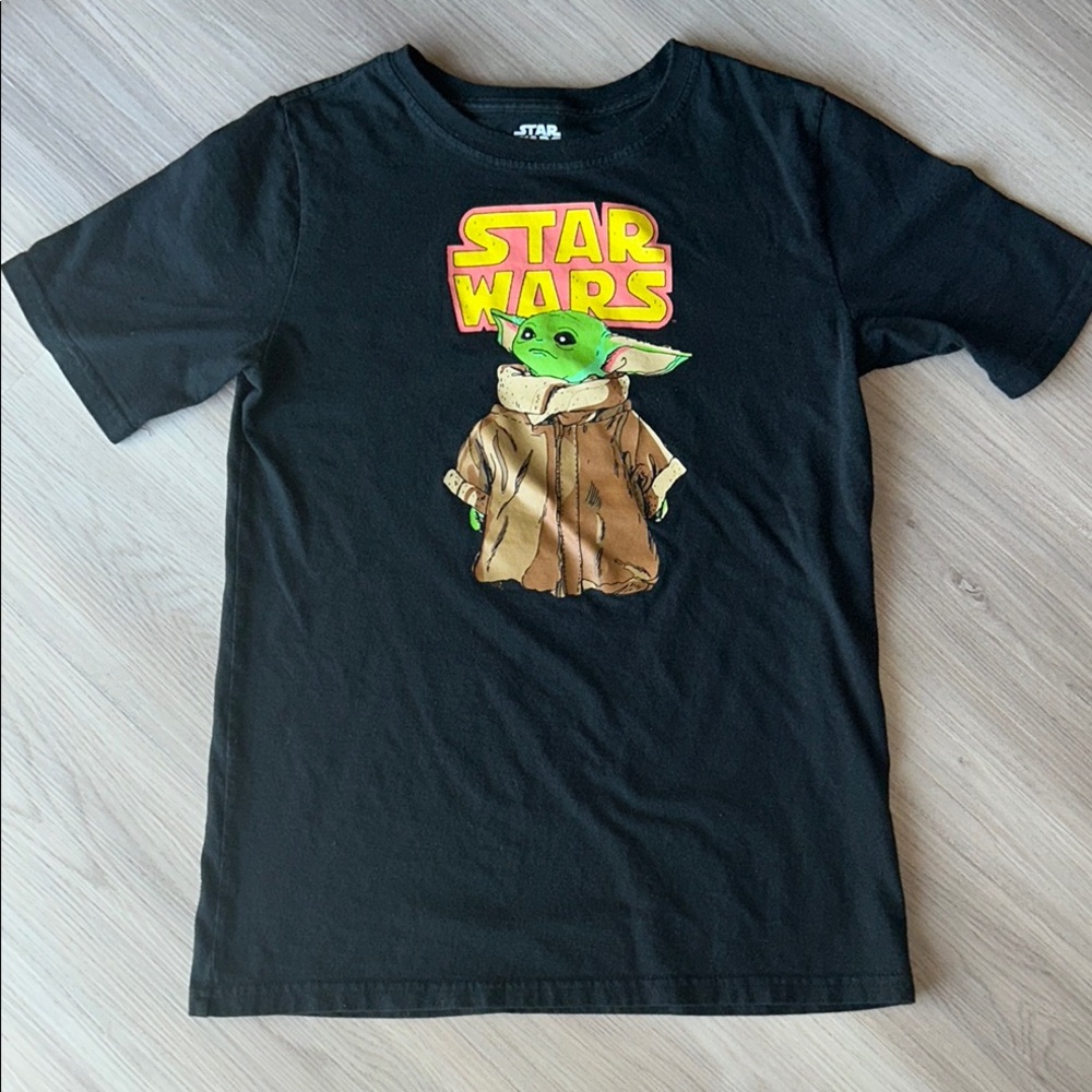 Star Wars Kids Baby Yoda Madalorian Cotton T-Shirt  14/16 Black Casual Iconic